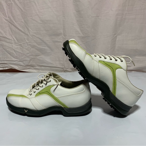 Callaway Golf Shoes Ladies ERC Collection Leather White Green Striped US7 XWT - Picture 6 of 13